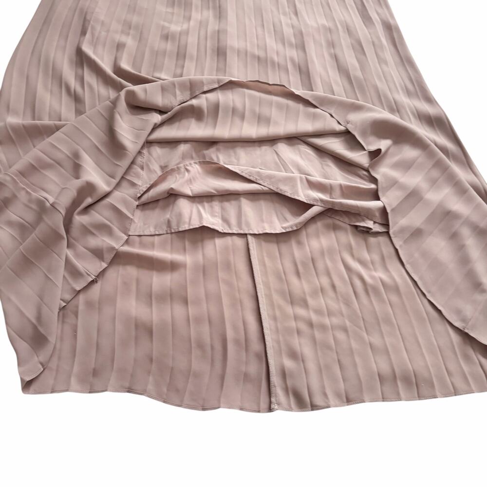 ELLIE MAKIR MIDI PLEATED DRESS MODEST HIGH-LOW HEM WOMEN SIZE LARGE - Picture 13 of 15